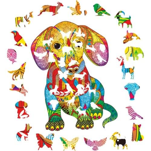 Adult Childrens Toys 3D Wooden Puzzles Dog Wooden DIY Unique Crafts Animal Modeling Christmas Gifts Wooden Puzzles Hell Difficu