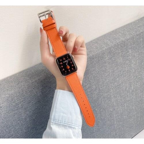 High Quality Leather Loop for Apple Watch Band 5 4 40mm 44mm Cross Pattern Strap for iWatch 6 SE 1 2 3 42mm 38mm Bracelet Correa