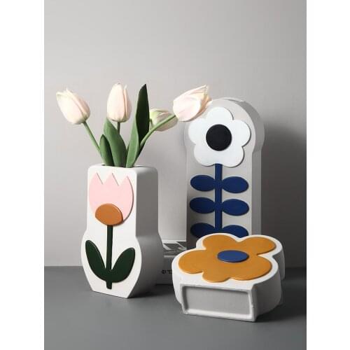 Creative Ceramic Vase Flower Crafts Minimalist Flowerpot Aesthetic Cute Room Wedding Living Home Decoration Accessories