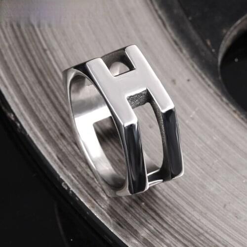 Personality Simple Geometric Ring Trend Punk Mens Titanium Steel Silver Color Hexagon Ring Hip Hop Men Motorcycle Party Jewelry