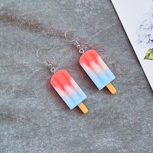 Women Girls Cute Earrings Rainbow Ice Cream Drop Earrings Flatback Resin Birthday Gift Girls Children Kids Jewelry