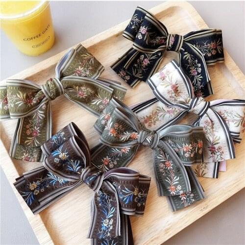 Fashion Girls Embroidery flower spring clips Hair Clips Hairpins Women Hair Accessories Beauty Barrettes Hair Headwear Hair Clip