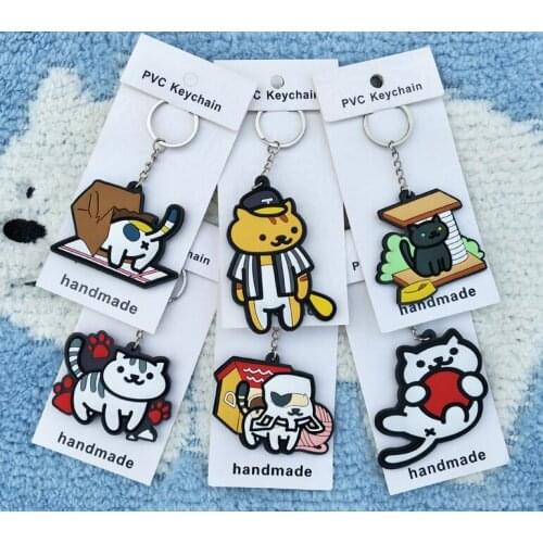 Neko Atsume Fashion Anime Toy Figures Keychain Cartoon Keyholder Birthday Unisex Gifts New