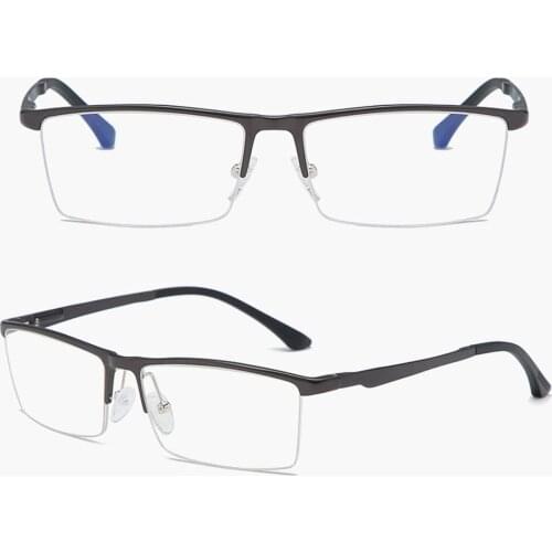 Men Top Quaility Business Ultralight Al-Mg Alloy Half-Rim Custom Made Myopia Glasses -1 to -6 and Reading Glasses +1 to +4