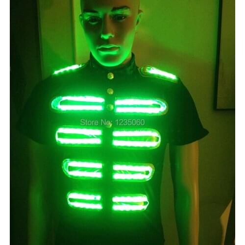 Men robot colorful LED lights luminous costume Illuminated suit dj disco evening party supplies festival ballroom dance clothes