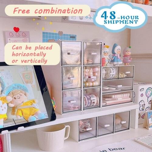 W&G Ins Desktop Drawer Make Up Organizer Jewelry Desk Arrangement Artifact Home Office Stationery Small Box Lipstick Storage Box