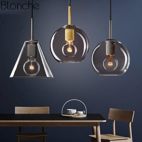 Nordic Glass Led Pendant Lights Loft Industrial Modern Hanging Lamp for Living Room Bedroom Kitchen Light Fixtures Luminaire E27