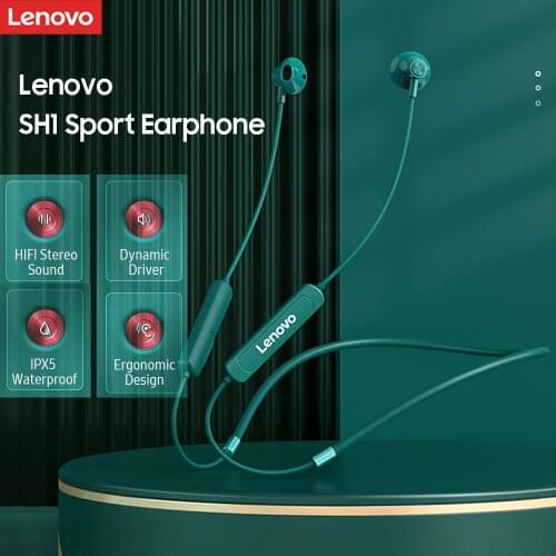 Original Lenovo SH1 Wireless Earphone Bluetooth 5.0 Headset IPX5 Waterproof Magnetic Neckband Earbuds Sport Headphones With Mic