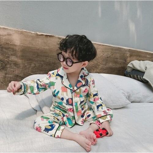 Toddler Boys and Girls sleepwear Children Colorful Ruffle kids Pajamas 2 Pieces Cartoon Tops +Pants Toddler Kid Clothes Pyjamas