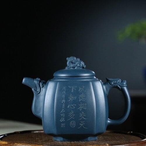 Recommended quality goods all handmade undressed ore azure mud sifang dragon statue of kung fu tea tea set on sale