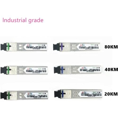 SC SFP Fiber optic module Industrial grade -40~+80 Celsius 1.25G20/40/80KM 1310/1490/1550nm Single-SFP compatible optical module