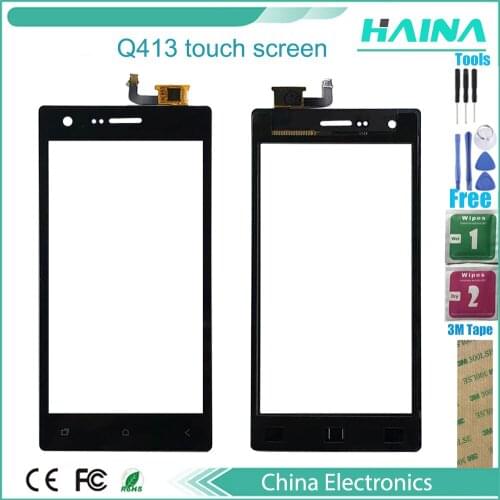 3M Tape Phone For Micromax Q413 Sensor Touchscreen For Micromax Q413 Touch Screen Digitizer Front Glass Panel Tracking NO