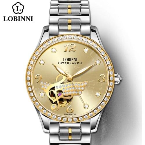 Switzerland Luxury Brand Lobinni Women Wristwatch Fashion Japan Movement relogio feminino Skeleton Flower Ladies Watches 2007