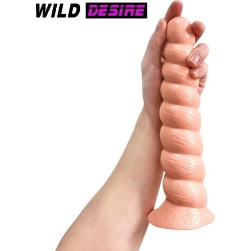 Spiral bead plug Flesh-colored silicone anal plug 19cm Novelty Sex Toys Clitoris stimulator Phallus for women Dildo Lesbian 18