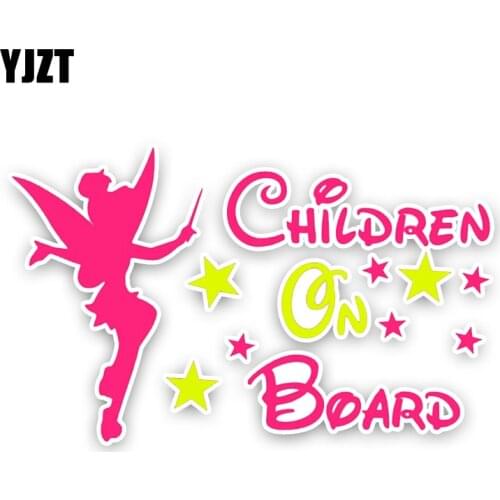 YJZT 15.6*9.6CM Lovely Little Fairy Car Sticker CHiLDREN BABY ON BOARD Cartoon Motorcycle Decoration C1-5648