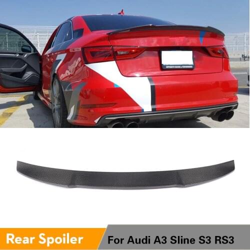 Rear Spoiler For Audi A3 S3 Sline RS3 Sedan 2013 - 2019 Rear Trunk Spoiler Boot Lip Wing Carbon Fiber / FRP
