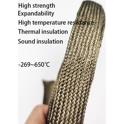 Free shipping 10M 15mm Basalt fiber Braided sleeve Protecting cable sleeve Mineral fiber 650C