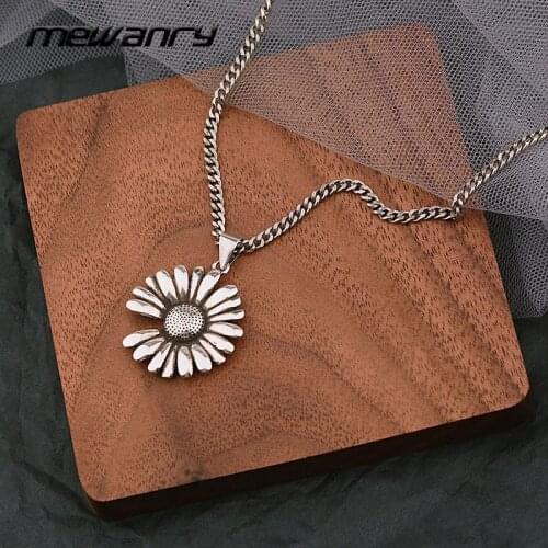 Mewanry 925 Sterling Silver Sweater Necklace for Women Trend Elegant Party Creative Sweet Daisy Sun Flower Jewelry Birthday Gift