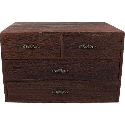 1pc Wooden Storage Box Cosmetic Towel Storage Case Drawer Type Storage Box