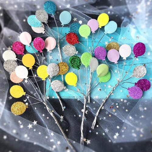1 Pcs Cute Colorful Glitter Little Balloon Iron Cake Topper Cupcake Decoration For Kids Birthday Party Wedding Supply