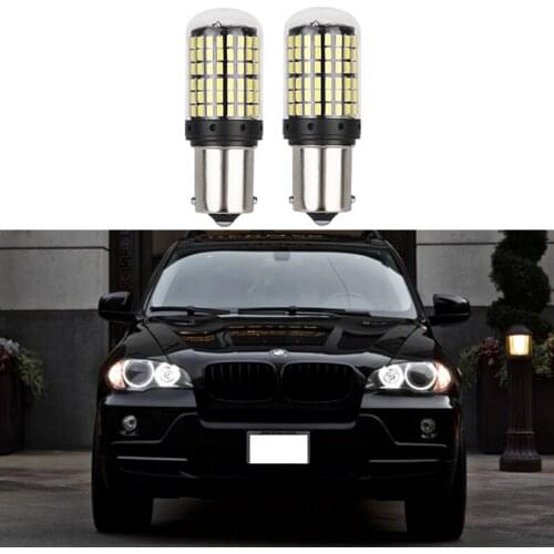 2Pcs Xenon White CanBus 1156/P21W/BA15S 144SMD 3014 LED Bulbs For BMW F20 F30 F31 F34 LED Sidelights Parking light