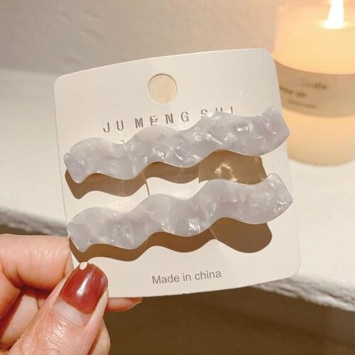 2Pcs Handmade Wave Hair Clips Resin Long Barrettes Hair Clips For Women Girls Korean Fashion Hairpin Hair Accessories Gift