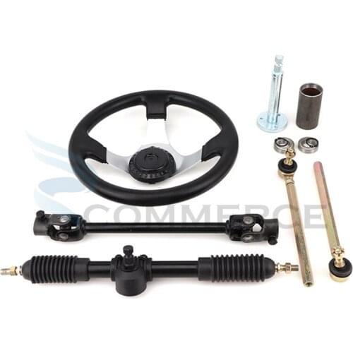 300mm Steering wheel 420mm Gear Rack Pinion 380mm U Joint Tie Rod Knuckle Assy Fit For China 110cc Go Kart Buggy UTV Bike Parts