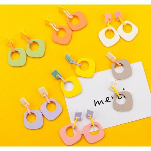 AENSOA Fashion Women Drop Earrings Romantic Acrylic Irregular Shape Colorful Earrings Geometric Dangle Earring Trendy 2021 New