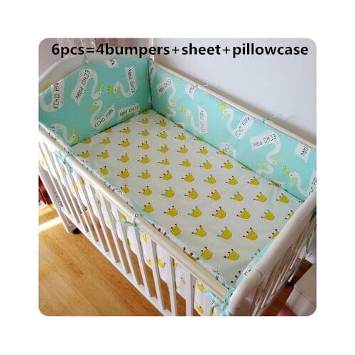 Promotion! 6PCS Crib Bedding Set Baby Bed Around Free Shipping Hot Sale kit berço (bumpers+sheet+pillow cover)