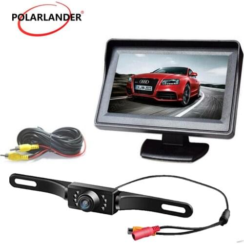 Car Monitor High Resolution 4.3 Inch Color TFT LCD Folding Car Parking Assistance Monitors +7 LED Night Vision Camera DC12V
