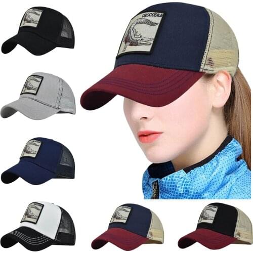 Crocodile Printing Embroidery Animal Pure Baseball Cap Outdoor Sports Sun Adjustable Hat Hip Hop Mesh Hollow Breathable Hat