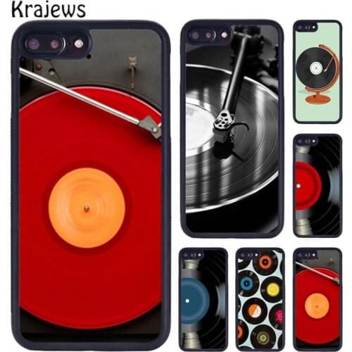 Krajews Black Vinyl Record Player Phone Case For iPhone X XR XS 11 12 Pro MAX 5 6 6S 7 8 Plus Samsung Galaxy S7edge S8 S9 S10