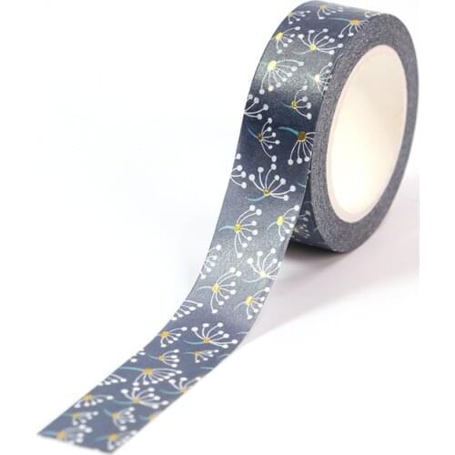 10pcs/Lot Decorative Gold Foil Dandelion on Blue Washi Tapes Paper Planner Scrapbooking Japanese Masking Tape Cute Stationery