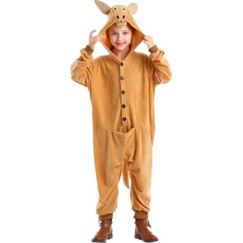 Children Animal Party Cute Kangaroo Hooded Jumpsuit Cosplay Costume Halloween Masquerade Party Stage Costumes