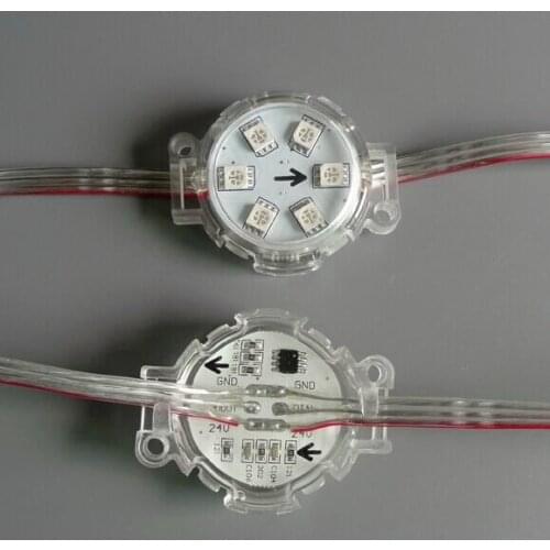 40mm diameter;DC24V;UCS1903 IC;IP68;addressable;1.44W(6LEDs);RGB full color;transparent cover;IP68 rated