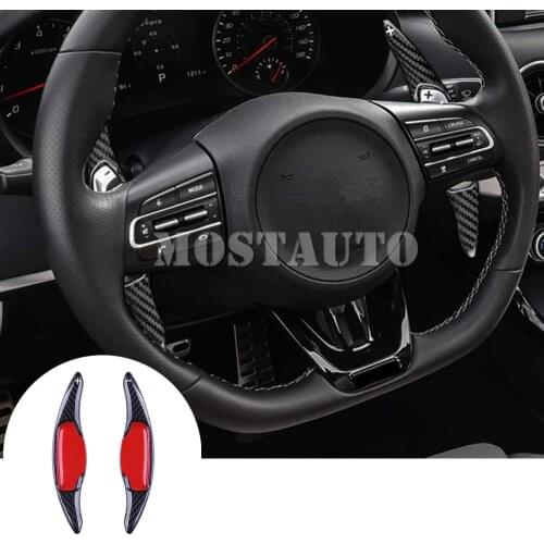 For Kia Stinger 2017-2021 Real Carbon Fiber Paddle Paddle Shift Steering Wheel Shifter Extension Black/Red