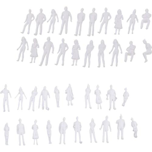 40pcs 1 / 100 1 / 50 Scale Unpainted Model People Architectural Figure Miniature