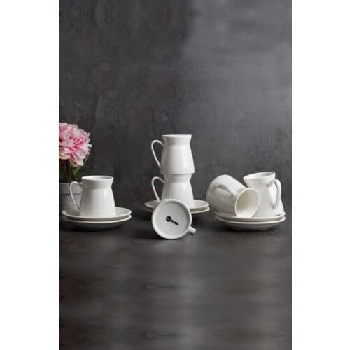 Porcelain White Coffee Cup Luxury Set Of 12 Quality Pattern Coffee Turkish Tea Cups with Saucers Plate Espresso Decorative Set