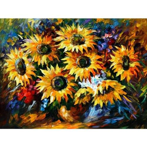 Canvas art oil painting sunflowers abstract modern Beautiful flower artwork for living room wall decor knife paintings