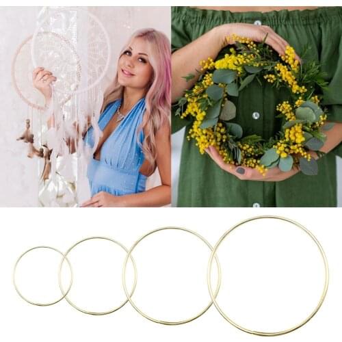 1/10pcs 5-40cm Wind Chime Gold Metal Macrame Hanging Hoop Rings Deco Dream Catchers DIY Crafts Wedding Home Handmade Decoration