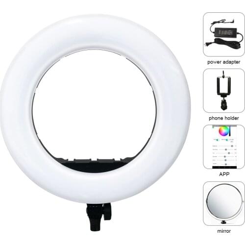Yidoblo QS-480DII Bluetooth APP Control Photography Ring lamp 18" 480PCS LED Ring Light Warm & Cold Color Adjustable Ring Lamp