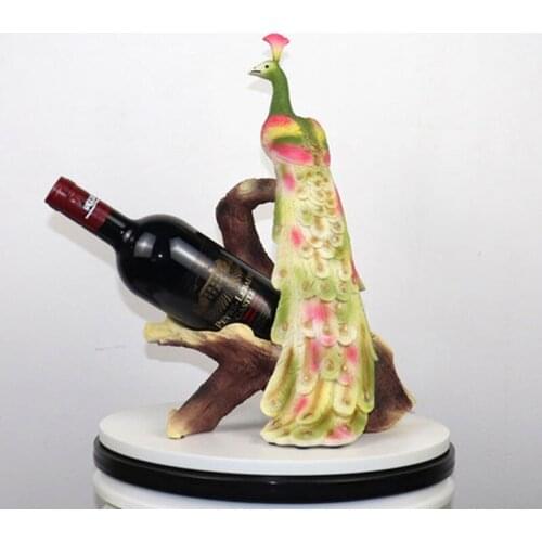 Creative Peacock Figurines wine holder Room decoration ornament Red wine Rack Modern Home decor accessories