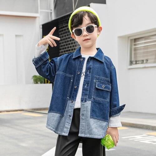 Jacket 10 years Boy Spring Autumn Fashion Patchwork Toddler Girls Denim Coats Long-Sleeved Hole Children Outerwear Kids Boys