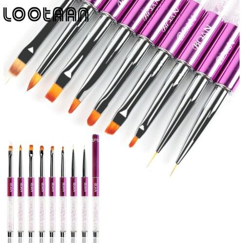 Lootaan 1 Pc Bright Purple UV Gel Nail Art Painting Drawing Brush Manicure UV Gel Extension Builder Nail Brush Nail Petal Brush