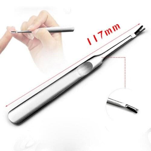 200Pcs/Lot Cuticle Pusher Stainless Steel Metal Dead Skin Shovel Knife Fork Exfoliate Nail Tool Manicure Tool HA2202