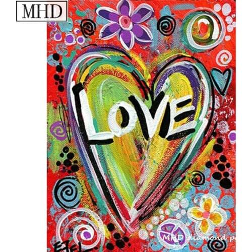 MHD color LOVE heart picture full square round rhinestone 5d diy diamond painting cross stitch religious leader icon home decor