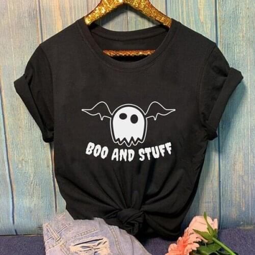 Halloween Boo And Stuff cute T-Shirt 100% Cotton funny grunge tumblr aesthetic unisex women graphic quote Fashion tshirt top tee