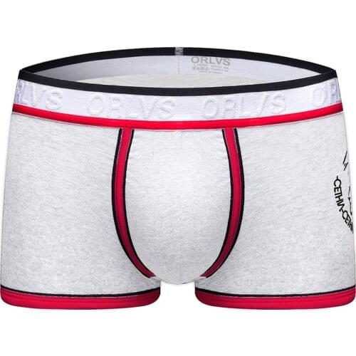 2020 ORLVS Brand Men sexy boys new Hugh letter print striped cotton triangle underwear shorts raised pockets boxers solid OR49