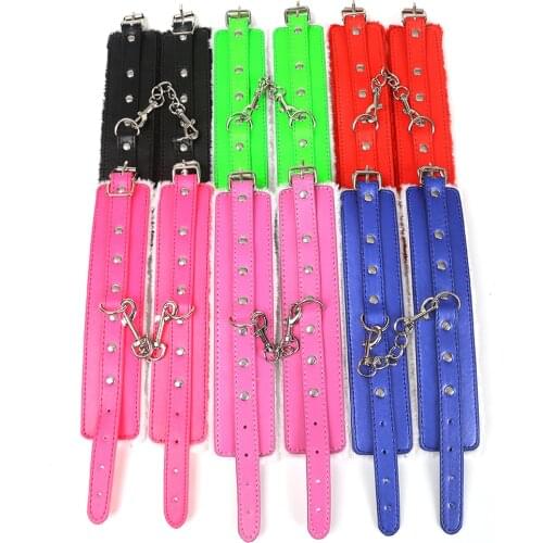 2Pcs/set PU Leather Erotic Handcuffs Ankle Cuff Restraints BDSM Bondage Slave Sex Toys For Couple Woman Adult Game Flogger