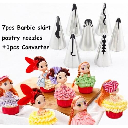 7pcs/Set Russian Skirt Icing Piping Nozzles Decorating Tips Tools Kit Flower Bakery Cake Baking Decorating Tools Bakeware